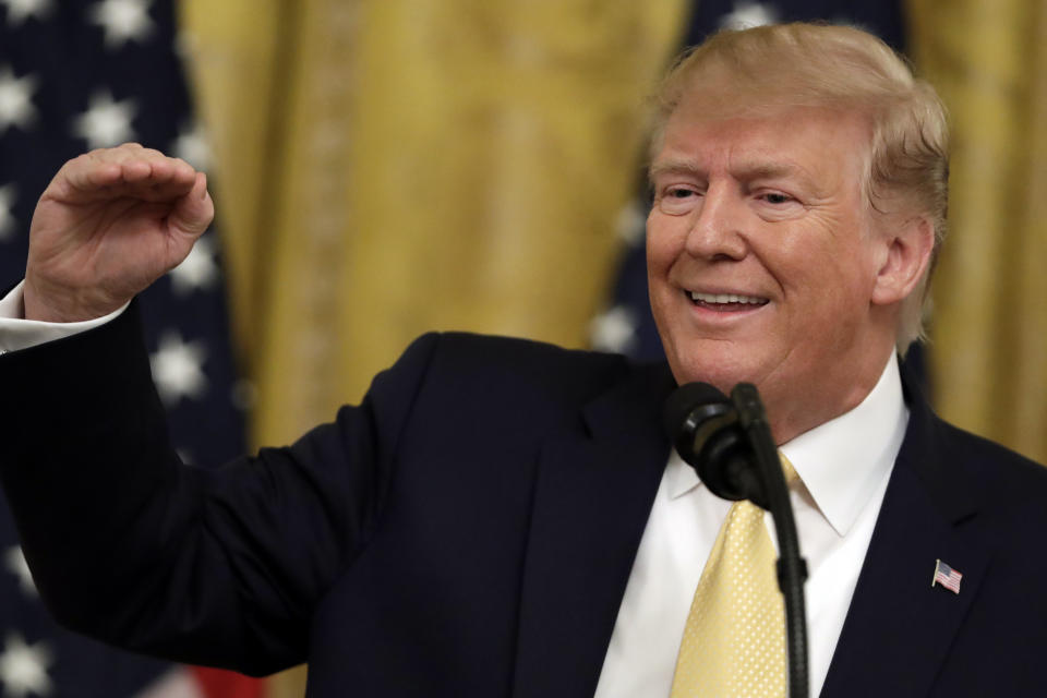 President Donald Trump speaks during the "Presidential Social Media Summit" in the East Room of the White House, Thursday, July 11, 2019, in Washington. (AP Photo/Evan Vucci)