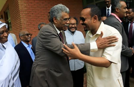 Ethiopian Prime Minister Abiy Ahmed arrives to meet members of Sudan's opposition alliance to mediate in the political crisis that has followed the overthrow of President Omar al-Bashir at the Ethiopian Embassy in Khartoum