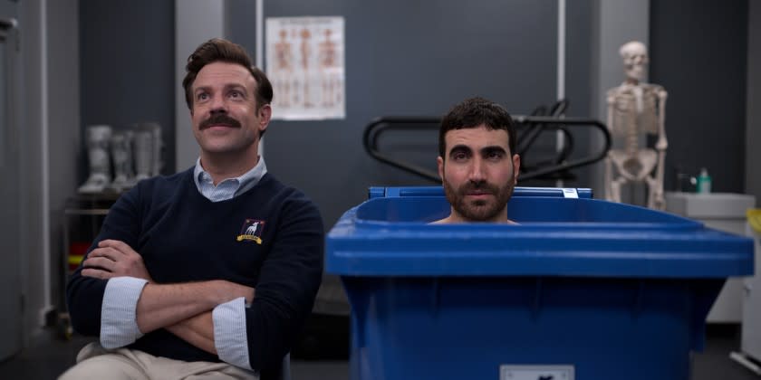 I'm cool: Jason Sudeikis (left) and Brett Goldstein (right) in comedy series favorite "Ted Lasso."