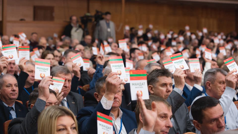 Lawmakers take part in a congress of deputies of Moldova's breakaway region of Transnistria in Tiraspol on February 28, 2024 - AFP/Getty Images
