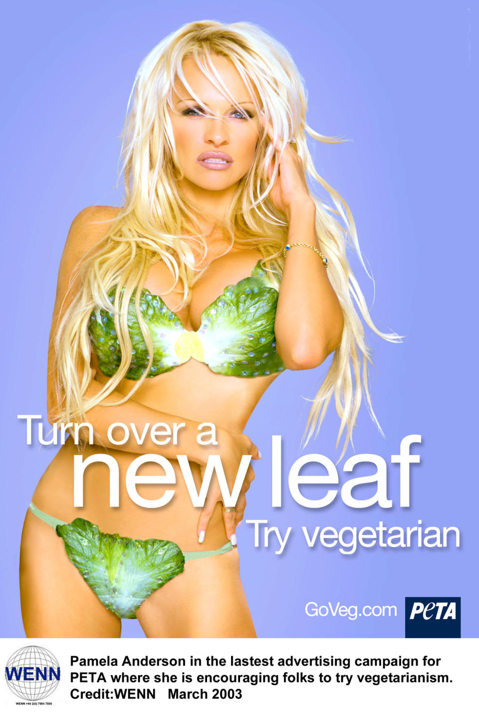 <p>Aber auch in der Werbung kann es heiß hergehen. Pamela Anderson ist mit Salat-Unterwäsche wohl die beste Werbung für vegetarische Ernährung. (Foto: WENN) </p>