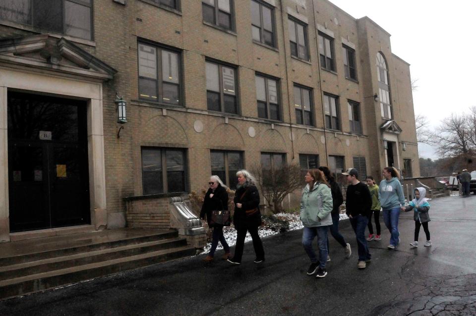 Visitors take a goodbye tour of the old Hillsdale Elementary building on Saturday  March 11, 2023. Hillsdale Local will open a new facility next school year.