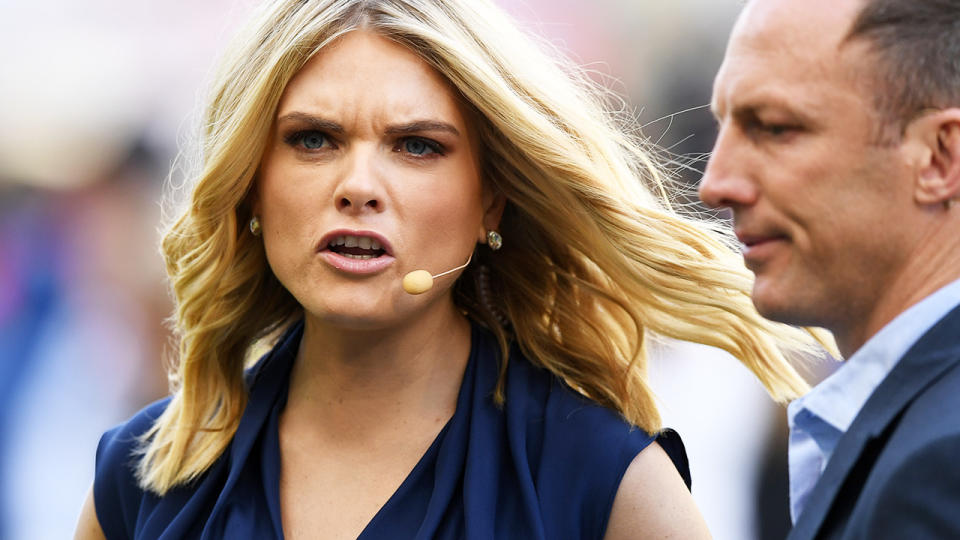 Erin Molan, pictured here working for Channel Nine in 2019.