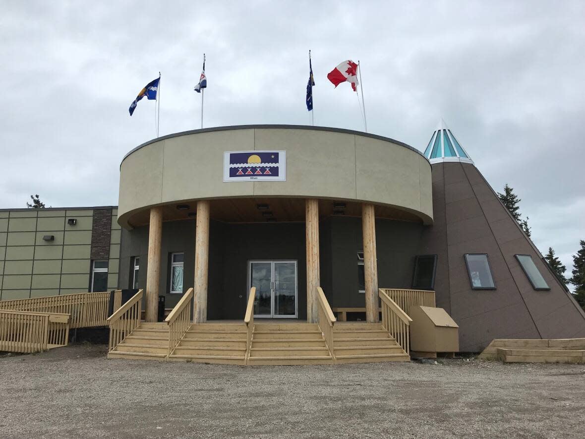 The Tłı̨chǫ government building in Whati. (Emily Blake/CBC - image credit)