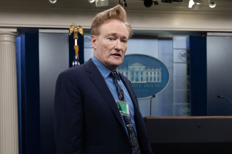 Conan O'Brien walks in the James Brady Press Briefing Room during a visit to the White House in Washington on December 15, 2023. File Photo by Michae Reynolds/UPI