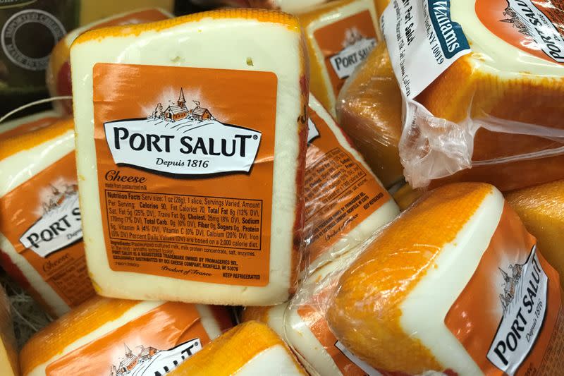 French cheese is pictured for sale at a grocery store in the Manhattan borough of New York City