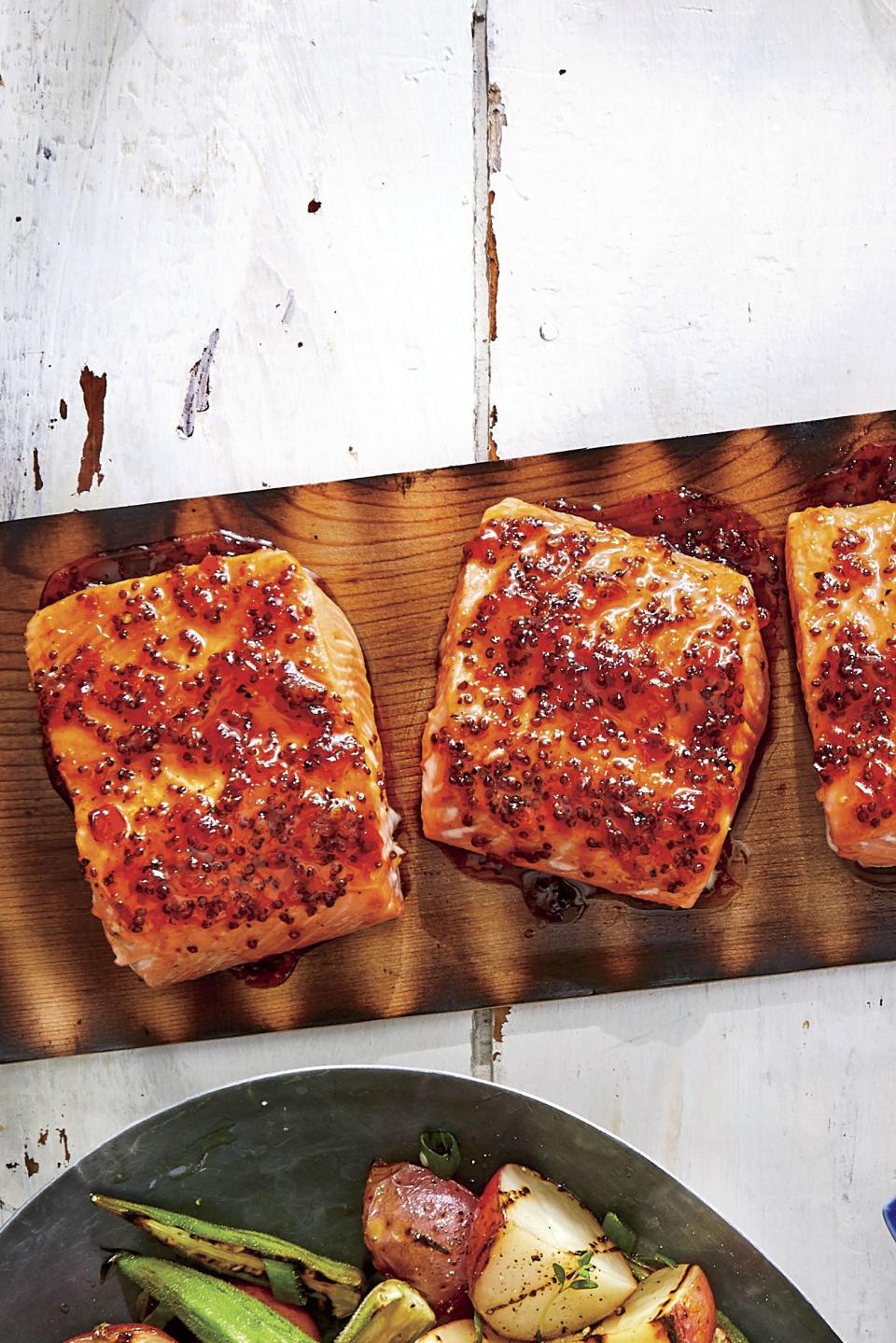 BBQ-Glazed Cedar-Plank Slamon