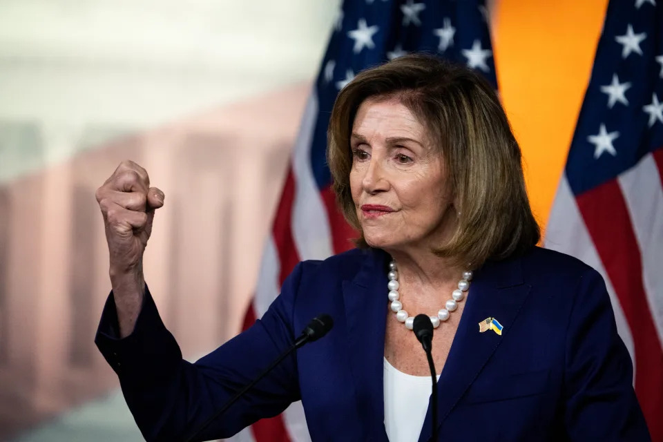 UNITED STATES - JULY 28: Speaker of the House Nancy Pelosi, D-Calif., holds her weekly news conference in the Capitol on Friday, July 29, 2022. (Bill Clark/CQ-Roll Call, Inc via Getty Images)