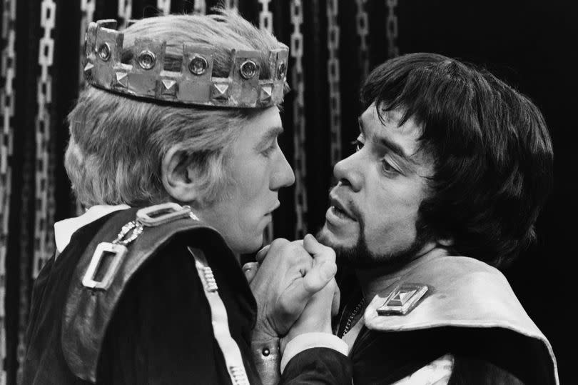 Edward II (l) played by Ian McKellen and Gaveston (James Laurenson) in Christopher Marlowe's play Edward II