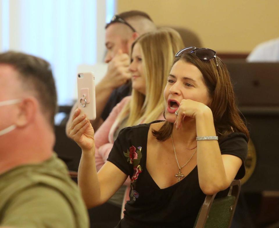 Opponents of the mask mandate repeatedly interrupted speakers in support of the mask mandate during a Cuyahoga Falls Board of Education meeting on Wednesday, Oct. 6.