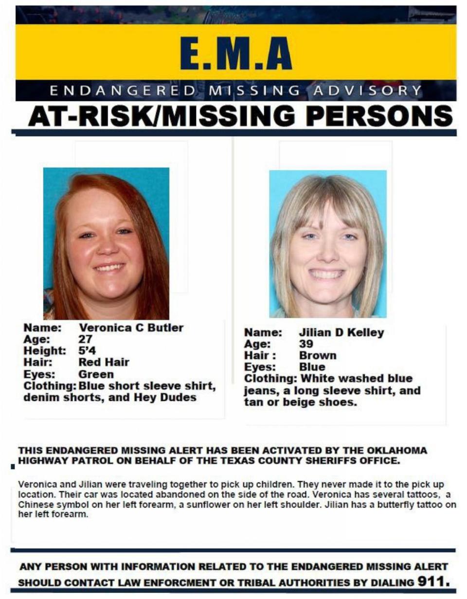 PHOTO: Texas County Sheriff's Department released a missing poster of Veronica Butler and Jilian Kelley. (Texas County Sheriff's Department)