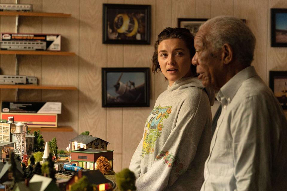 Florence Pugh and Morgan Freeman in 'A Good Person'