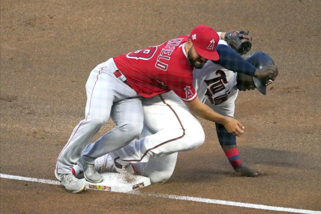 Minnesota Twins first baseman Miguel Sano (22) sets up for a play