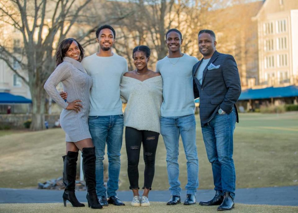 UNC women’s soccer midfielder Brianna Pinto says her family has always been supportive of her endeavors. Pictured from left, Meleata Pinto, Hassan Pinto Jr., Brianna Pinto, Malik Pinto, Hassan Pinto Sr.