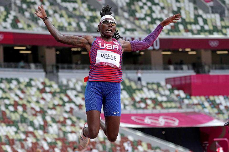 American Brittney Reese has medals in the women's long jump in three consecutive Olympics.