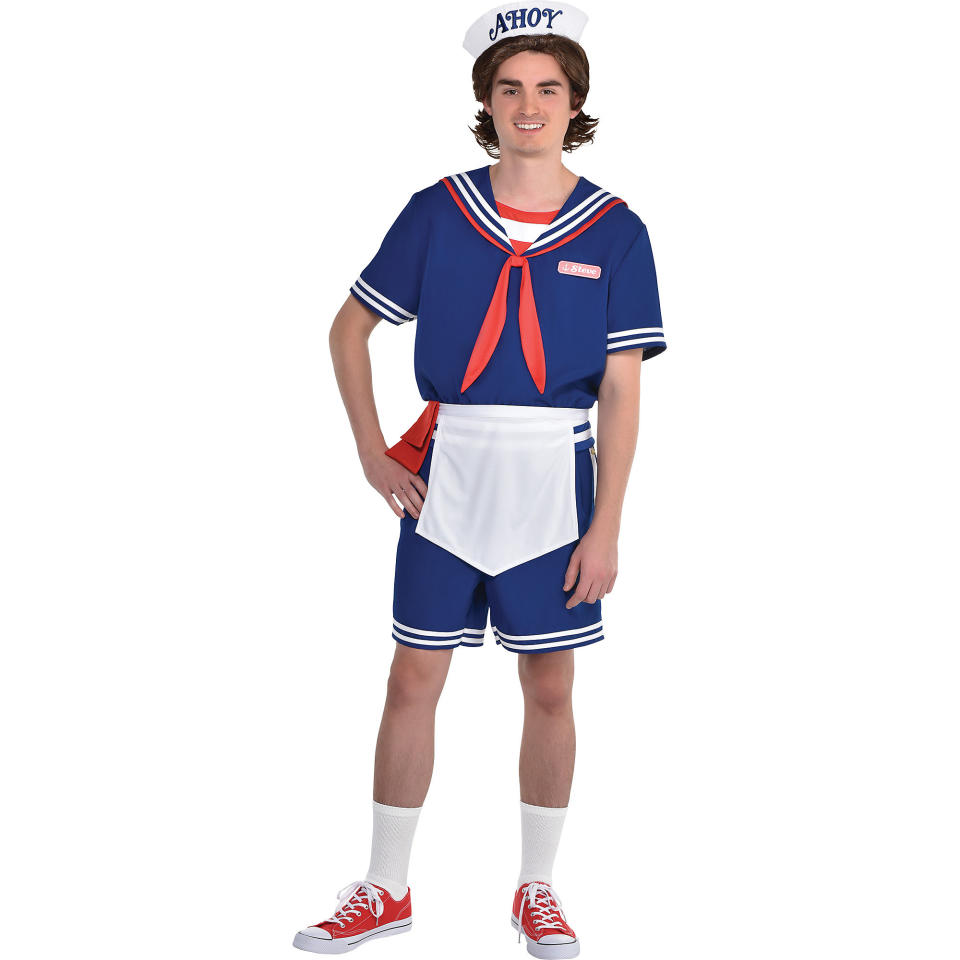 a man wearing a scoops ahoy halloween costume on a white background