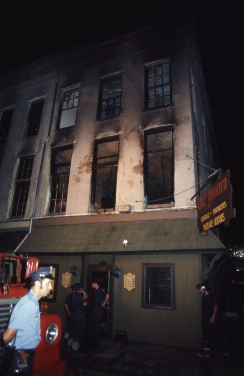 <div class="inline-image__caption"><p>Firemen and rescue workers look up at the burned-out UpStairs Lounge.</p></div> <div class="inline-image__credit">Bettmann</div>