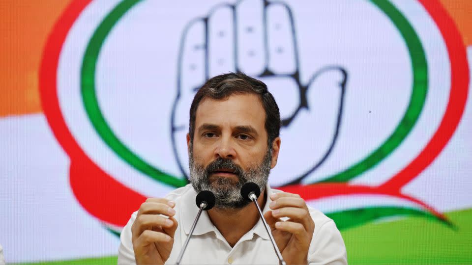 Congress party leader Rahul Gandhi speaks during a press conference in New Delhi on March 25, 2023. - Money Sharma/AFP/Getty Images