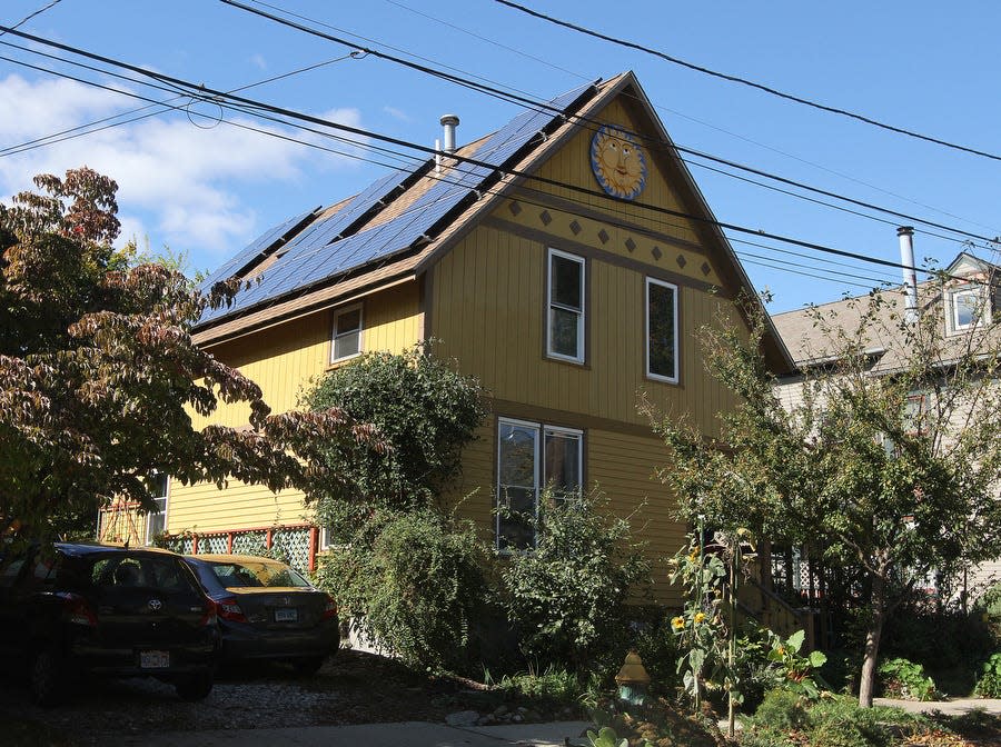 A house with solar panels on Hammond Street in Providence. A new Rhode Island initiative will allow solar installers to tap into an elevated tax credit that was created by a new federal law.