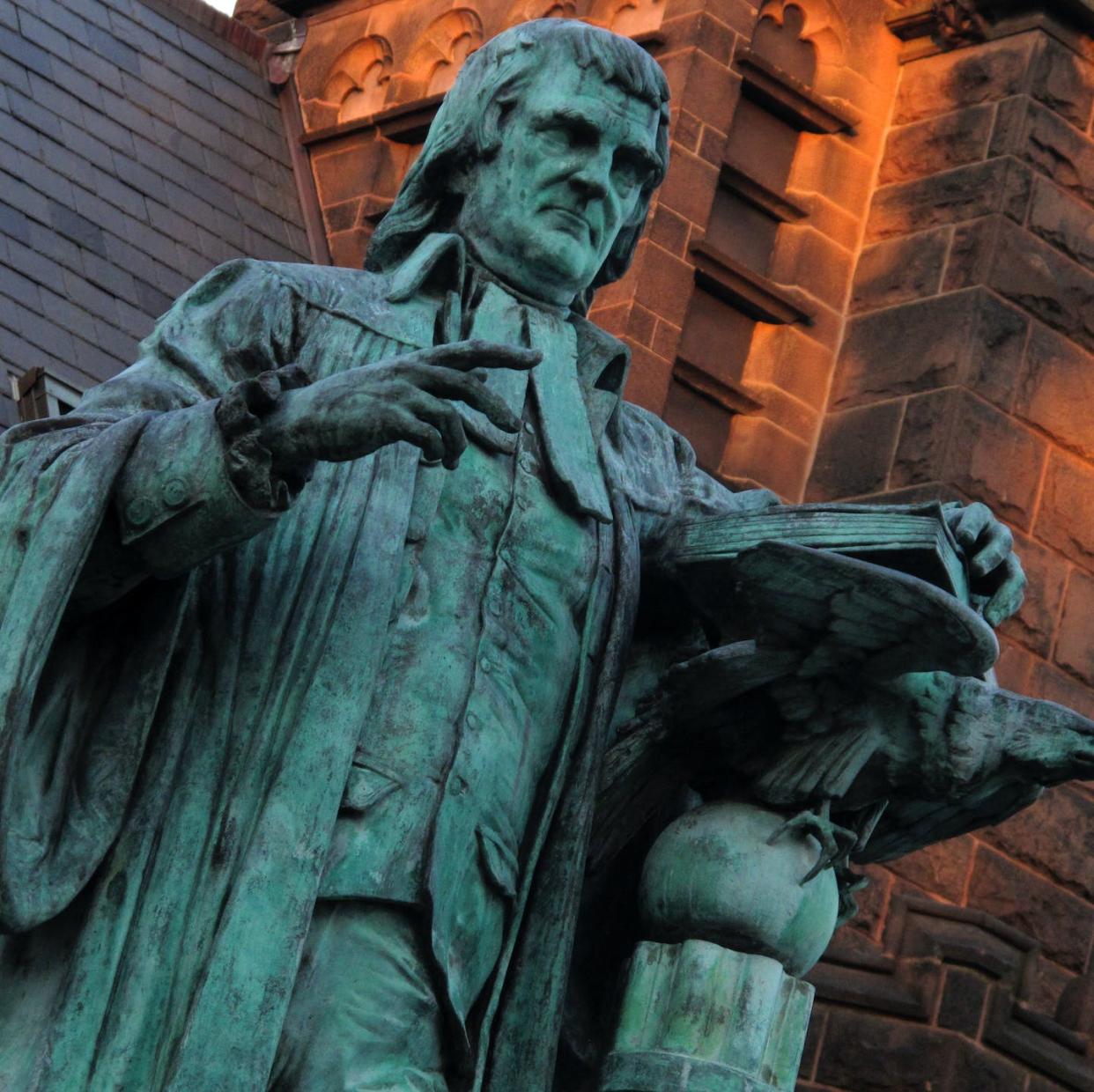 A statue of John Witherspoon overlooks a common area at Princeton University. <a href="https://www.gettyimages.com/detail/news-photo/view-a-statue-of-princeton-university-president-john-news-photo/135223386?phrase=john%20witherspoon%20princeton&adppopup=true" rel="nofollow noopener" target="_blank" data-ylk="slk:Oliver Morris via Getty Images;elm:context_link;itc:0;sec:content-canvas" class="link ">Oliver Morris via Getty Images</a>