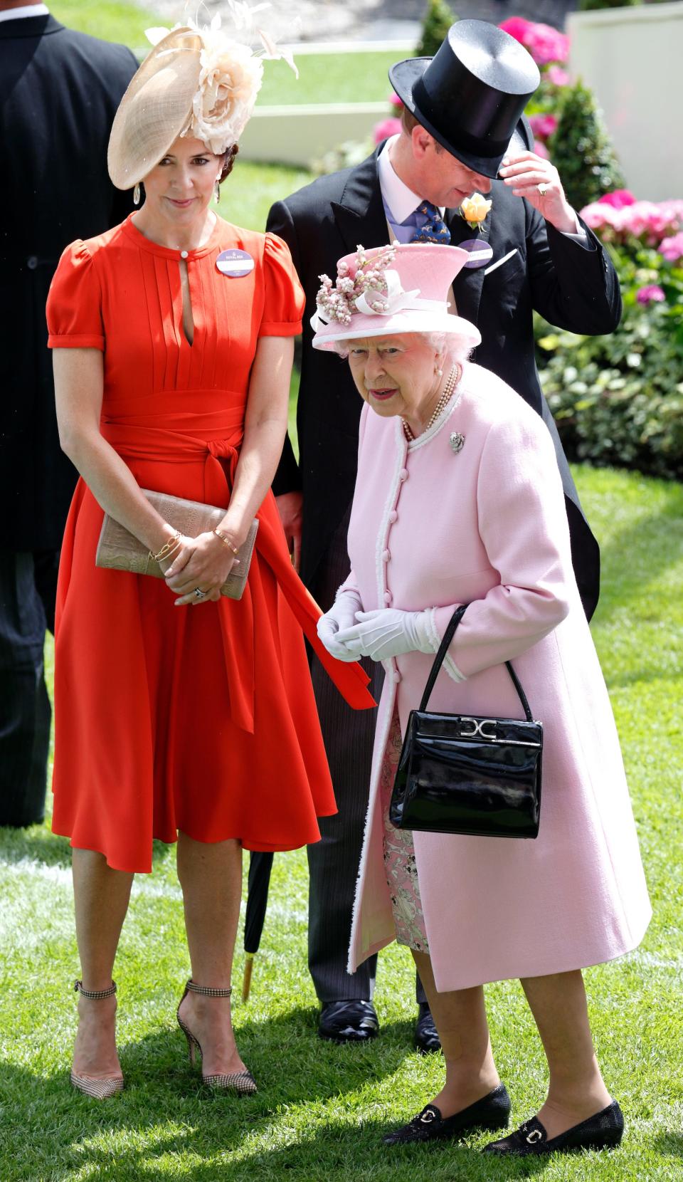 Crown Princess Mary, Prince Edward, and Queen Elizabeth II attend Royal Ascot in 2016