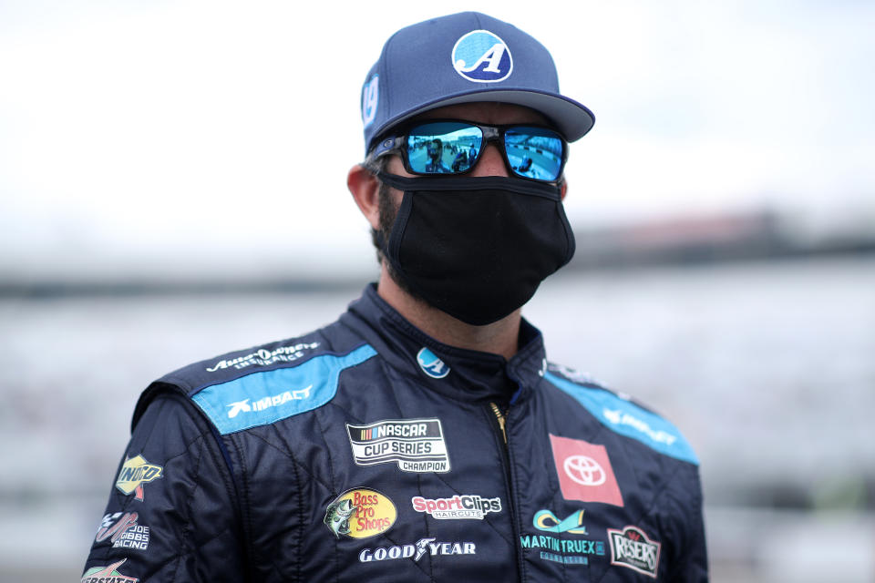 RICHMOND, VIRGINIA - APRIL 18: Martin Truex Jr., driver of the #19 Auto-Owners Insurance Toyota, waits on the grid prior to the NASCAR Cup Series Toyota Owners 400 at Richmond Raceway on April 18, 2021 in Richmond, Virginia. (Photo by Sean Gardner/Getty Images) | Getty Images