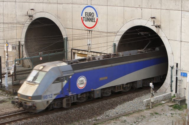 A train enters the Channel Tunnel