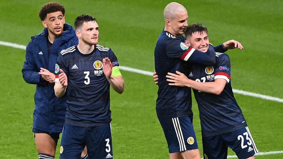 Scotland players, pictured here after their draw with England.