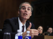 FILE- In this Sept. 6, 2017, file photo, Eric Dreiband testifies before a Senate Judiciary Committee hearing on Capitol Hill in Washington regarding his nomination to be Assistant Attorney General, Civil Rights Division. The Justice Department is seeking data about "orders which may have resulted in the deaths of thousands of elderly nursing home residents," sending letters Wednesday, Aug. 26, 2020, to the governors of New York, New Jersey, Pennsylvania and Michigan. Dreiband said that the federal government must ensure vulnerable nursing home patients "are adequately cared for with dignity and respect and not unnecessarily put at risk." (AP Photo/Manuel Balce Ceneta, File)