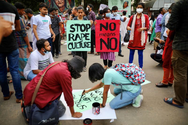 Protest demanding justice for an alleged gang rape of a woman, in Dhaka