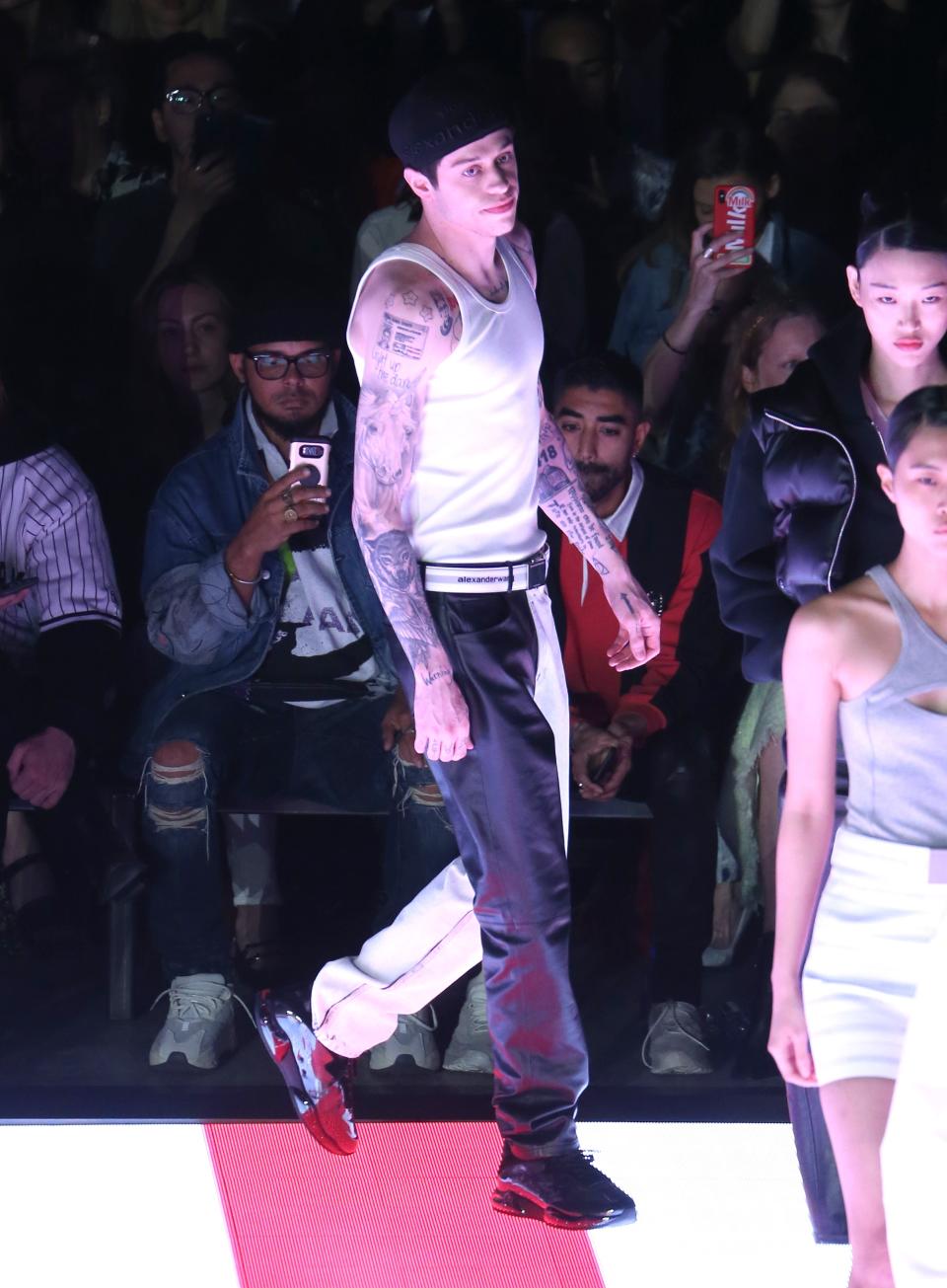 Pete Davidson on the catwalk for Alexander Wang show in New York City on May 31, 2019. - Credit: MEGA