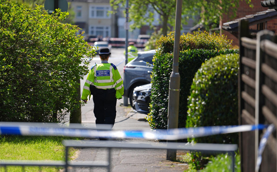 A police officer at the scene in Hainault, north east London, after reports of several people being stabbed. (PA)