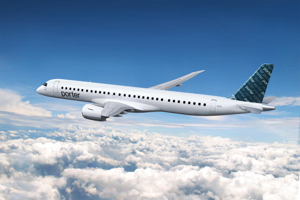 Porter Airlines will begin flying the Embraer E195-E2 jet from Toronto Pearson International Airport starting on Feb. 1. 