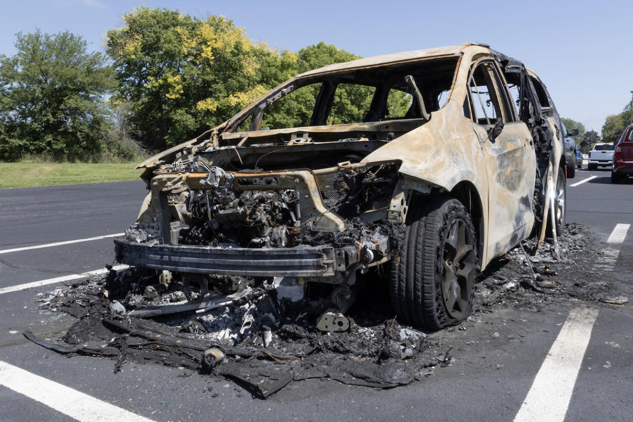 Not the actual picture, just a stock photo of a burned car.