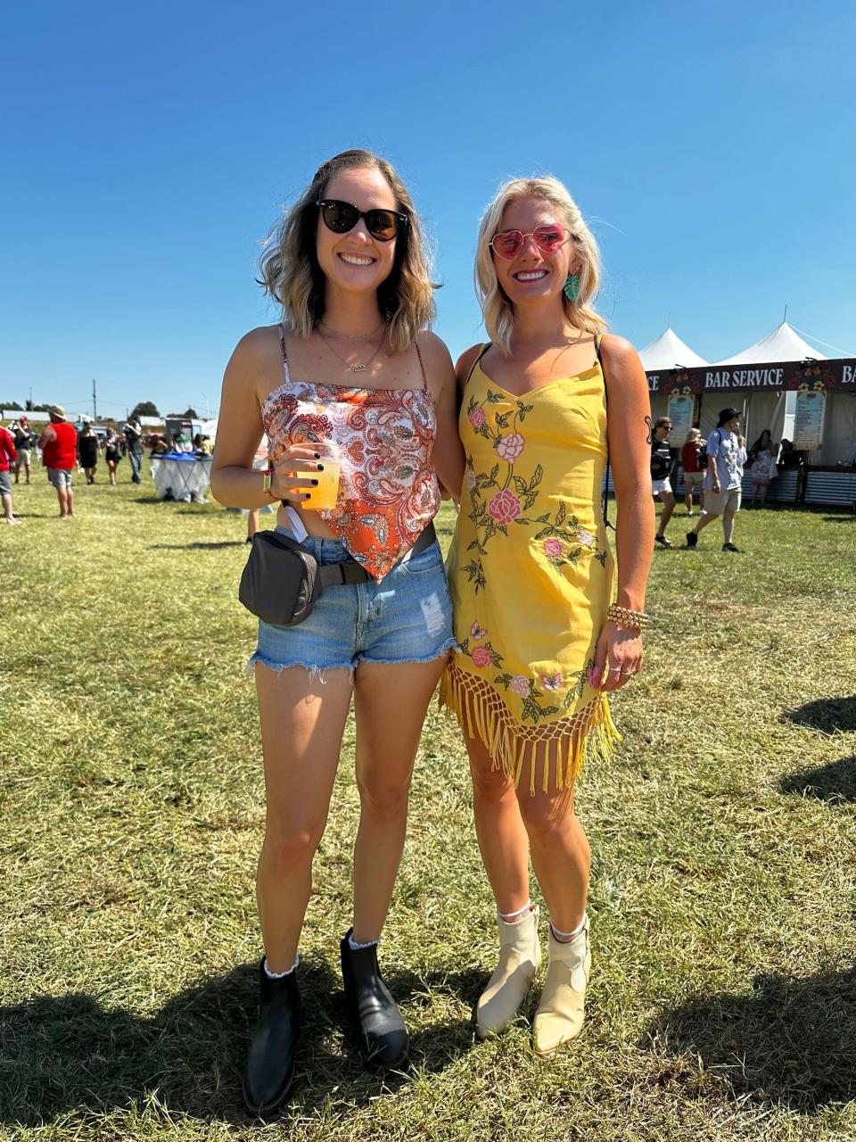 Angela Kraft, left, and Alex Driscoll, both from Cincinnati, are attending their first Bourbon & Beyond this year. Sept. 15, 2023