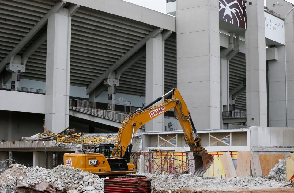 Demolition on Roy Blunt Hall, formerly Temple Hall, at Missouri State University, to make way for an $80 million expansion and renovation on Wednesday, July 5, 2023.