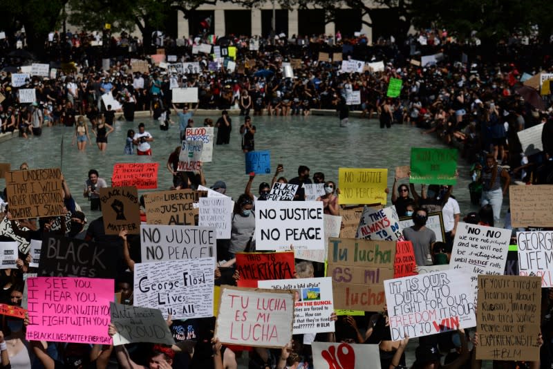 Protesters gather against the death in Minneapolis police custody of George Floyd in Houston