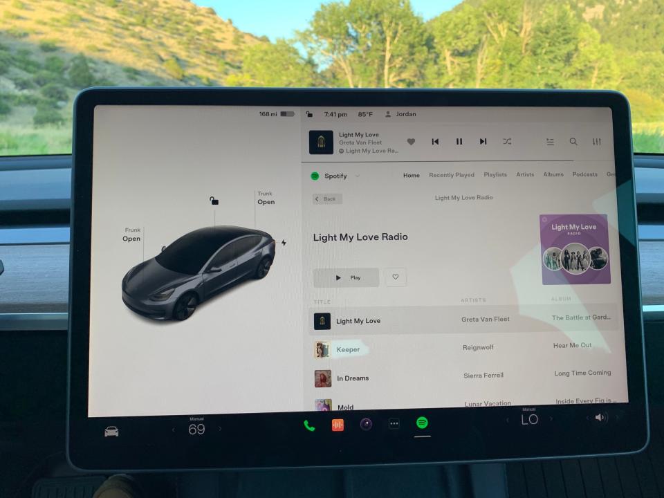 The Tesla's screen