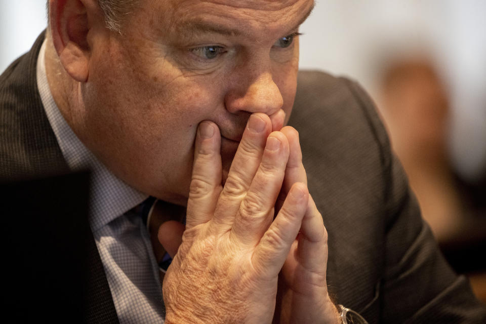 Defense attorney Jim Griffin listens in the double murder trial of Alex Murdaugh at the Colleton County Courthouse in Walterboro, S.C., Wednesday, Feb. 1, 2023. (Andrew J. Whitaker/The Post And Courier via AP, Pool)