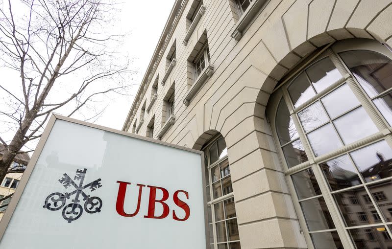 A logo of Swiss bank UBS is seen in Zurich