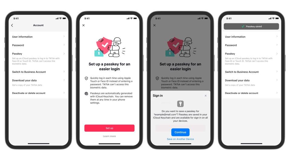 TikTok's new passkey support