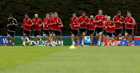 Football Soccer - Euro 2016 - Wales Training - COSEC Stadium, Dinard, France - 28/6/16 Wales players during a training session REUTERS/Gonzalo Fuentes