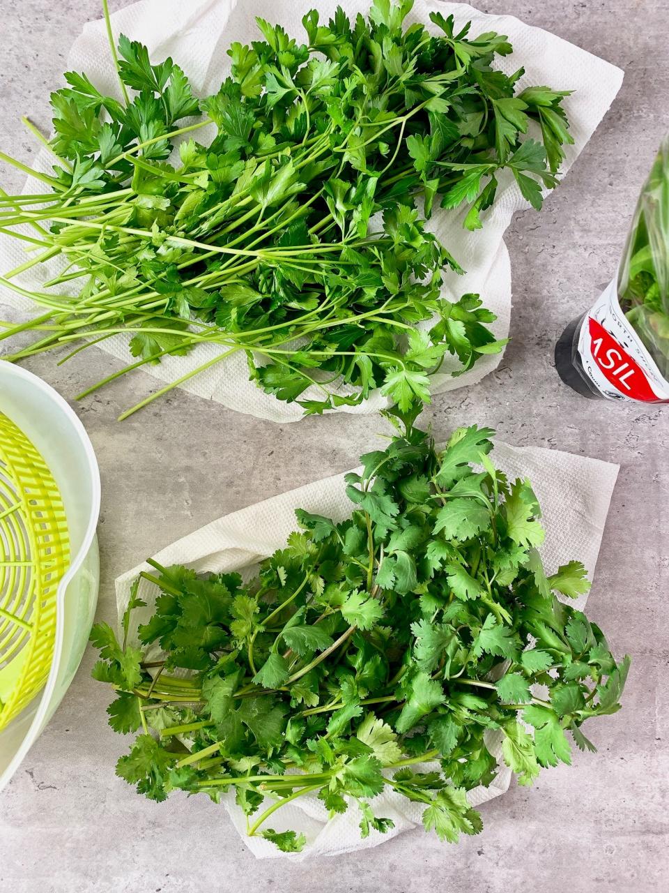 Washing herbs ahead of time not only makes mealtime easier, it keeps them fresh longer.
