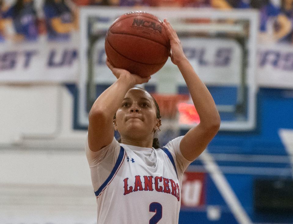 East Union's Taylor Snaer takes a free throw during a girls varsity baseball game on Thursday, Jan. 19, 2023 against Sierra at East Union in Manteca. East Union won 63-39.