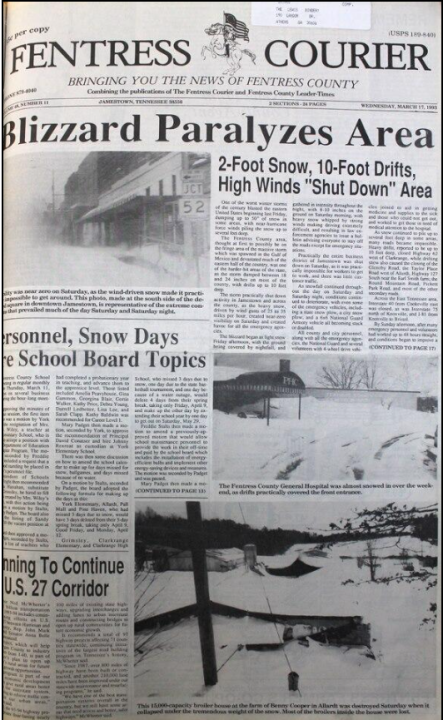Courtesy of the Fentress Courier and the National Weather Service