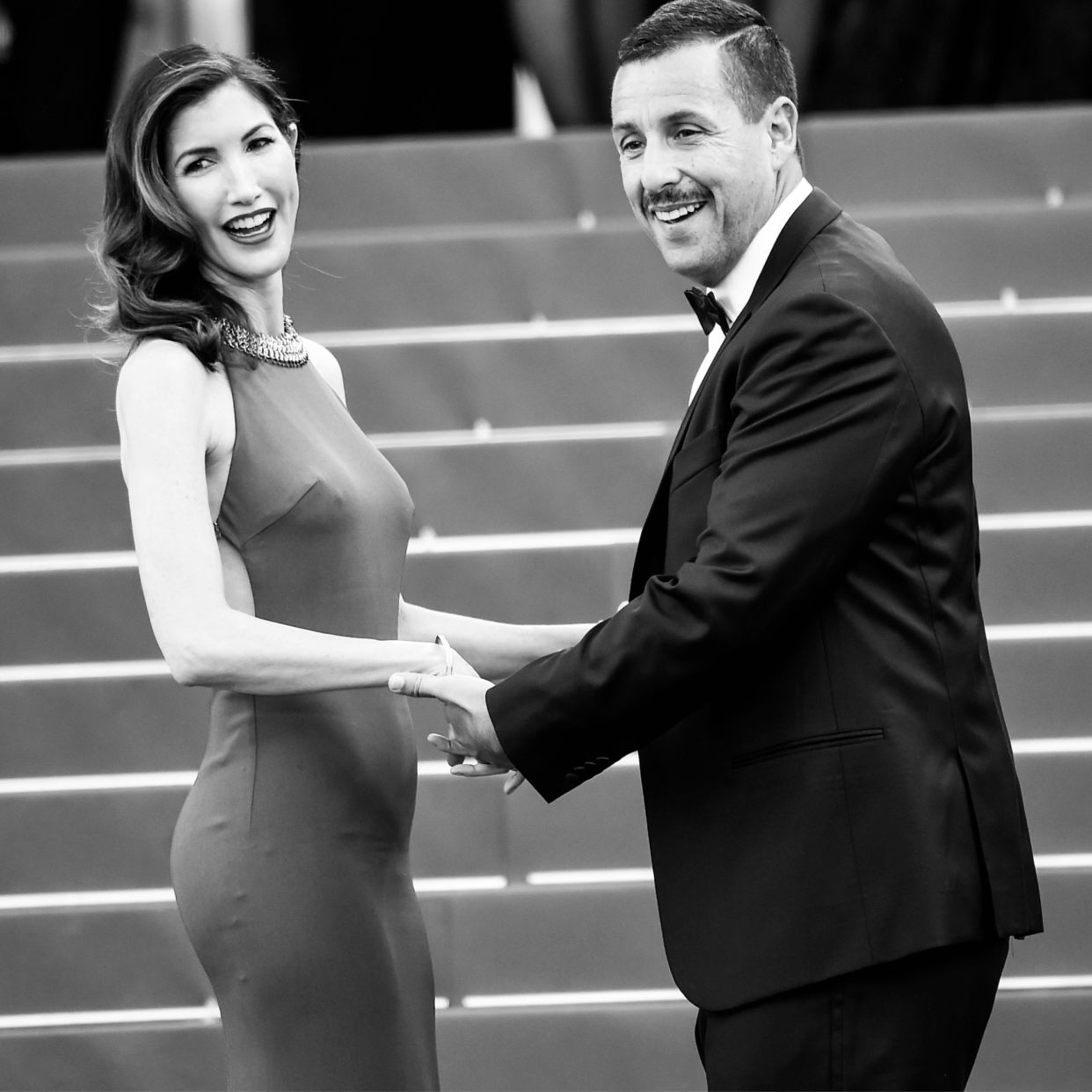  Actor Adam Sandler and his wife Jackie Sandlerepart attends "The Meyerowitz Stories" premiere during the 70th annual Cannes Film Festival at Palais des Festivals on May 21, 2017 in Cannes, France. 