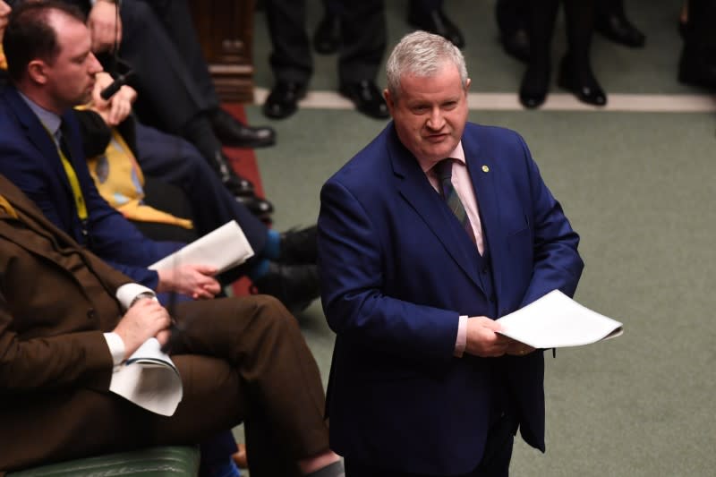 Scottish National Party's Westminster leader Ian Blackford speaks during a Prime Minister's Questions session in Parliament in London