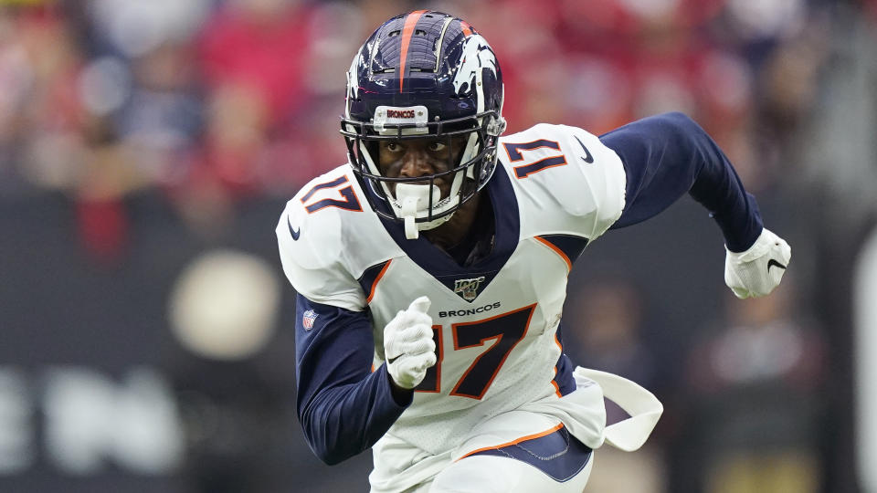 Denver Broncos wide receiver DaeSean Hamilton (17) during the first half of an NFL football game against the Houston Texans Sunday, Dec. 8, 2019, in Houston. (AP Photo/David J. Phillip)