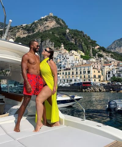 <p>Ashley Graham Instagram</p> Ashley Graham and husband Justin Ervin in Italy