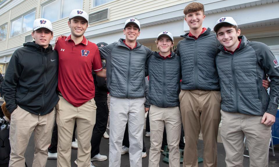 The Westbrough High School golf team advanced to the next round after competing iun the Div. 1 Central Championship at Pleasant Valley Country Club in Sutton, Oct. 23, 2023. From left: Brendan Martel, Aaron Schwartz, Brendan Estaphan, Tyler Nelson, James Kaminski, and Connor McDermott.